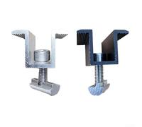 HEIBTENY Kit de 4 pinces de module photovoltaïque moyen pour panneaux solaires de 30 mm et 35 mm - Alliage d'aluminium, noir et argenté, montage de toit, camping-car, bateau, yacht et lampadaire - Kit