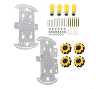 HEIBTENY Kit de roue de voiture Mecanum avec châssis en métal, 4 roues motrices pour robot directionnel pour Arduino et Raspberry Pi, ABS pour châssis robotique éducatif DIY pour capteurs