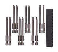 HEIBTENY Kit d'embouts de tournevis magnétiques en métal de 75 mm de long avec tige de 6,35 mm, embouts cruciformes à tête plate PH3 PH2 PH1 SL6 SL5 SL4 SL3 pour projets de bricolage