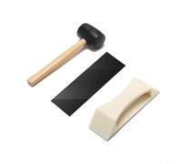 HEIBTENY Kit d'outils de réparation de plancher avec maillet en caoutchouc, bloc de frappe en polyéthylène haute densité et coussinets lavables pour un alignement sans couture des sols en bois massif