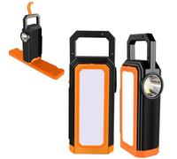 HEIBTENY Lampe de poche LED avec charge solaire et USB-C, lampe de travail portable, 1500 mAh, lampe suspendue étanche IPX4 avec crochet, 3 modes d'éclairage pour le camping et la randonnée, orange