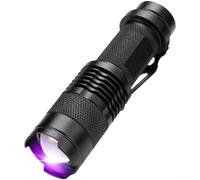 HEIBTENY Lampe de poche UV 365 Nm en alliage d'aluminium noir pour détection de scorpion, teigne de chat, fluorescence, lampe torche LED compacte pour le camping, la pêche de nuit (D)