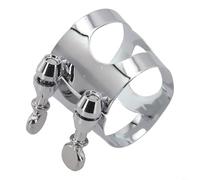 HEIBTENY Ligature de saxophone en métal avec vis de réglage unique pour embouchure de saxophone alto Eb, fermeture à clip pour une meilleure tonalité et jouabilité, finition dorée ou argentée (argent)