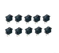 HEIBTENY Lot de 10 interrupteurs à bascule 2 broches ON-OFF SPST noir 6 A 125 VAC ou 3 A 250 VAC, taille compacte 14,8 x 10,3 x 16,5 mm, découpe 13,5 x 9 mm, plastique et