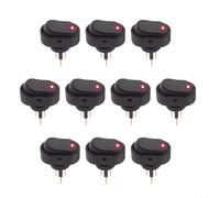 HEIBTENY Lot de 10 interrupteurs à bascule ASW-20D 30 A 12 V CC avec lumière LED, 3 broches pour voiture, bateau, marin, interrupteur à bascule, indicateur rouge, vert, bleu, trou de montage de 12 mm
