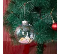 HEIBTENY Lot de 12 boules décoratives en acrylique transparent à remplir pour sapin de Noël, fête de mariage, 6/8/10 cm (10 cm)