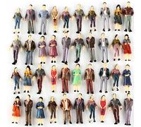 HEIBTENY Lot de 130 figurines peintes pour train, passagers, échelle 1:48, architectural, minuscules, figurines différentes poses, personnes pour scènes miniatures