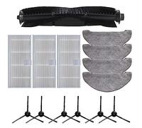 HEIBTENY Lot de 14 accessoires de rechange pour Laresar Pour L6 Pro M8 Pro/Ultenic D7 Pour robot T10 Aspirateur Kit de rechange 3 filtres + 6 brosses latérales + 4 lingettes + 1 brosse principale