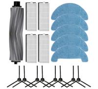 HEIBTENY Lot de 18 accessoires de rechange pour robot DomoOVA DRV80 Animal Aspirateur Kit de rechange 4 filtres + 8 brosses latérales + 5 lingettes + 1 brosse principale