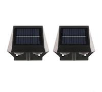HEIBTENY Lot de 2 appliques murales solaires d'extérieur étanches à LED pour terrasse, cour, allée, clôture, résistant aux intempéries, lampes d'ambiance à énergie solaire ABS (lumière chaude)