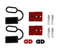 HEIBTENY Lot de 2 connecteurs d'alimentation de batterie avec couvercle de protection, contacts en cuivre argenté 120 A 600 V, design sans sexe pour un assemblage rapide, sertissage ou soudure (rouge)