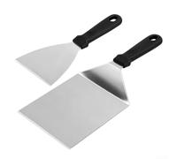 HEIBTENY Lot de 2 spatules de barbecue en acier inoxydable, avec spatule inclinée et hamburger, pour barbecue en plein air, camping, cuisine, cuisine, résistant à la chaleur, prise en main confortable