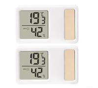 HEIBTENY Lot de 2 thermomètres et hygromètres à énergie solaire pour l'intérieur, mini appareil de mesure de l'humidité et de la température (5 x 3 cm)