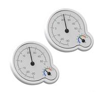 HEIBTENY Lot de 2 thermomètres-hygromètres mécaniques sans piles pour la température intérieure, hygromètre, double cadran, support mural, blanc, ABS pour la maison