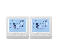 HEIBTENY Lot de 2 thermostats numériques pour chaudière à gaz, thermostat numérique LCD programmable, programmation de 5 + 2 jours, sécurité enfant, pour contrôle de température de la maison et du