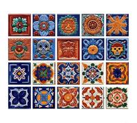 HEIBTENY Lot de 20 autocollants muraux imperméables style mexicain pour cuisine, salle de bain, décoration d'intérieur, 10 x 10 cm