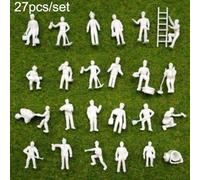 HEIBTENY Lot de 27 figurines de chemin de fer OO Gauge Model Railway à l'échelle 1:87 - Blanc - Ouvriers pour trains - Décoration de scène de diorama avec échelle et poubelle