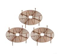 HEIBTENY Lot de 3 cache-pots de fleurs en plastique ABS avec découpe centrale pour la sécurité des chats et des bébés, barrière de sol pour éviter de creuser, tailles 19/30/52 cm (marron-s)
