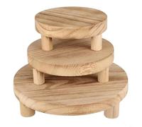 HEIBTENY Lot de 3 supports ronds en bois pour pots de fleurs, base compacte pour décoration de jardin intérieure et extérieure, artisanat en bois naturel pour plantes, bougies, bijoux (feu clair)