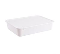 HEIBTENY Lot de 4 bacs de rangement empilables en plastique blanc pour jouets, livres, vêtements, conteneurs ménagers ouverts sur le devant pour placard, étagère, chambre, cuisine, garage