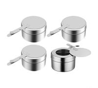 HEIBTENY Lot de 4 récipients pour pâte à carburant avec couvercles et poignées anti-brûlure en acier inoxydable pour camping, randonnée, buffet, cuisine en plein air et restauration, design léger et