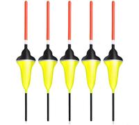 HEIBTENY Lot de 5 flotteurs de pêche à la carpe en bois de balsa verticale, 2G, 3G, 4G, 5G, haute visibilité, revêtement imperméable pour une détection stable des morsures dans les lacs de rivière (2