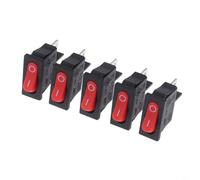 HEIBTENY Lot de 5 interrupteurs à bascule KCD1 pour SPST ON/OFF 2 broches 2 positions 250 V 6 A Snap-in pour bateau, voiture, camion, tapis roulant haut-parleur rouge noir