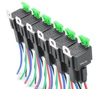 HEIBTENY Lot de 6 commutateurs de relais de fusibles 24 V CC 30 A, relais automobiles SPST à 4 broches avec fil 14 AWG, prises pré-câblées et fusibles à lame pour feux de voiture, ventilateurs