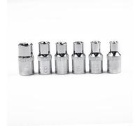 HEIBTENY Lot de 6 douilles 6,35 mm pour douilles Torx Star femelles E, pour E4, E5, E6, E7, E8, E10, acier traité thermiquement 50# finition chromée, kit d'outils à main argent
