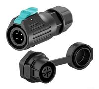 HEIBTENY LP12 Lot de 4 connecteurs circulaires 2-6 broches en cuivre plaqué or étanche à prise rapide pour systèmes de sécurité d'éclairage LED 5 A 125 V Noir