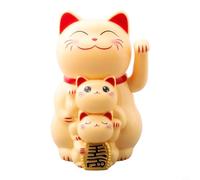 HEIBTENY Maneki Neko Chat porte-bonheur Maneki Neko - Mini chat porte-bonheur avec bras qui clignote - Décoration de voiture - 11,4 cm (jaune)