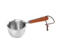 HEIBTENY Mini casserole en acier inoxydable avec double bec verseur et poignée en bois, casserole à chauffage rapide pour verser l'huile chaude, réchauffer le lait, cuire des sauces et faire fondre le