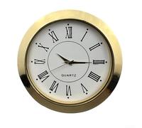 HEIBTENY Mini insert d'horloge - Mouvement à quartz rond - 55 mm - Utilisation - Chiffres arabes romains - Insertion - Bricolage - Artisanat pour la maison (or roman)