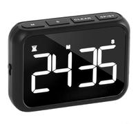HEIBTENY Minuteur LED rechargeable avec grand écran de 10,2 cm, batterie de 600 mAh, crochet magnétique, luminosité et volume réglables, double compte à rebours pour cuisine étude (noir)