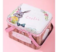 HEIBTENY Panier de pour pâques en Métal avec Anses pour lapin Coloré Panier | Design festif unique, parfait pour et cadeaux, mÃ©tal , pour facile Ã pour transporter, ambiance joyeuse(Model F)