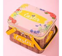 HEIBTENY Panier de pour pâques en Métal avec Anses pour lapin Coloré Panier | Design festif unique, parfait pour et cadeaux, mÃ©tal , pour facile Ã pour transporter, ambiance joyeuse(Style D)