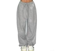HEIBTENY Pantalon de jogging à coupe ample à jambe large pour femmes, taille haute, pantalon ample en molleton, couleur unie légère, adapté pour le printemps, l'été, l'automne, vêtement de rue