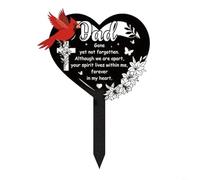 HEIBTENY Plaque commémorative en métal en forme de cœur pour papa, marqueur de tombe extérieur imperméable avec inscription inspirante, décoration de cimetière en fer robuste, facile à installer pour