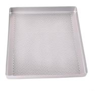 HEIBTENY Plaque de cuisson carrée en aluminium perforé de 28 x 28 cm antidérapante avec construction de 1,5 mm d'épaisseur pour gâteaux, pain, pizza, distribution homogène de la chaleur