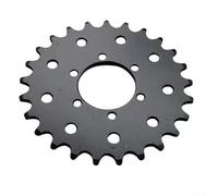 HEIBTENY Plateau en acier 25T pour chaîne #410, pignon à engrenage fixe noir pour vélo pour VTT, roue dentée arrière à 25 dents pour une installation facile
