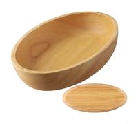 HEIBTENY Plateau ovale en bois naturel pour cuisine, salle à manger, assiette de fruits fabriquée à la main pour assiettes à dîner, collations, fêtes séchées, apéritifs, table basse (20 x 12 x 4,5 cm)