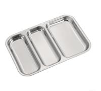 HEIBTENY Plateaux de service divisés en acier inoxydable 304, assiette de barbecue coréenne moderne avec plusieurs compartiments pour la maison, plat à collation résistant à la rouille, plateau de