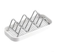 HEIBTENY Porte-savon ondulé pour douche, support de barre de shampooing en acier inoxydable 304, plateau auto-drainant, antidérapant, compatible avec les barres kitsch, blanc, 1 pièce