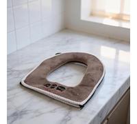 HEIBTENY pour couverture Toilette Lavable Polyester Réutilisable pour | Matière peluche douce, chaleur immédiate, fermeture éclair pratique, taille 42x38cm, hiver confortable(brown)