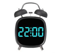 HEIBTENY Réveil numérique à double cloche avec écran LED de 10,2 cm avec anneau mécanique puissant, fonctionnement silencieux, alimentation USB ou piles, pour la maison, la chambre à coucher, le