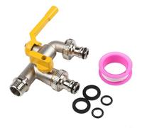 HEIBTENY Robinet de jardin en laiton à double sortie, avec une entrée et deux sorties, connecteur de tuyau pour systèmes d'arrosage et d'irrigation extérieurs, compatible avec les tuyaux de 1,27 cm et