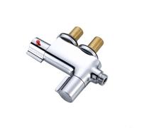 HEIBTENY Robinet mitigeur thermostatique de douche en laiton massif finition chromée 1,27 cm entrée G pour salle de bain, camping-car, robinet vertical compact design rond argenté