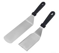 HEIBTENY Set Spatules Acier Inoxydable 420 Résistant Chaleur | Acier 420 pour robuste, tête fine 1.2mm, TPR antidérapante, trou de pour suspension, usage pro