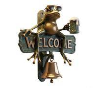 HEIBTENY Sonnette de bienvenue pour entrée extérieure, design amusant en résine avec lunettes de soleil et bière, plaque de décoration d'intérieur résistante aux intempéries, 15 x 15 x 5 cm