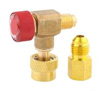 HEIBTENY Soupape de sécurité AC à angle droit à 90 degrés pour voiture R22 R32 R410 Connecteur adaptateur en cuivre de qualité professionnelle Outil d'installation du système CVC (B)